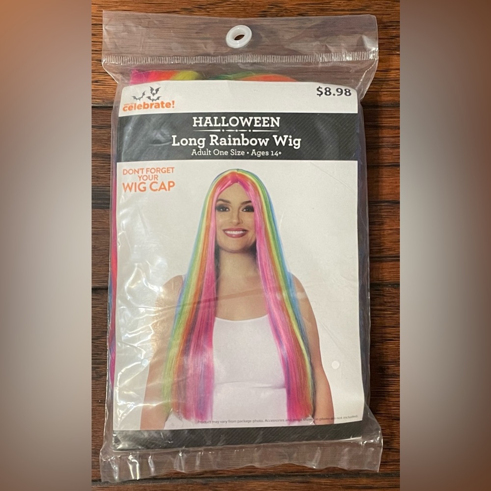Long Rainbow WIg Cosplay Anime Hair Costume Party Halloween Adult One Size NEW